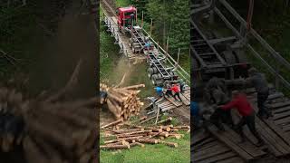 Adventure Watch This Colossal Logging Truck Conquer A Rickety Bridge Over A Raging River