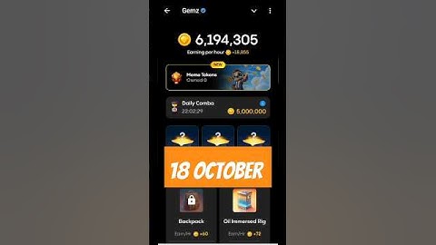 Gemz Daily Combo Today 18 October | Daily Combo Today #gemz #combo #airdrop