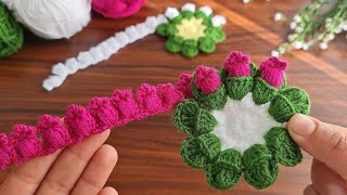 3D⚡💯Wow Amazing 💯👌How to make  beautiful crochet rose flower⚡💯 Very easy crochet flower making.