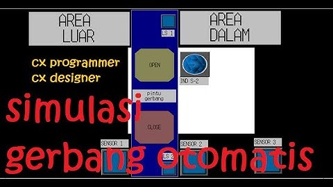 Program PINTU GERBANG OTOMATIS menggunakan software CX programmer dan CX Designer (Omron)