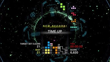 "Target Set Clear" mode with "A" high score (21 clears) in Tetris® Effect: Connected - PlayStation 4