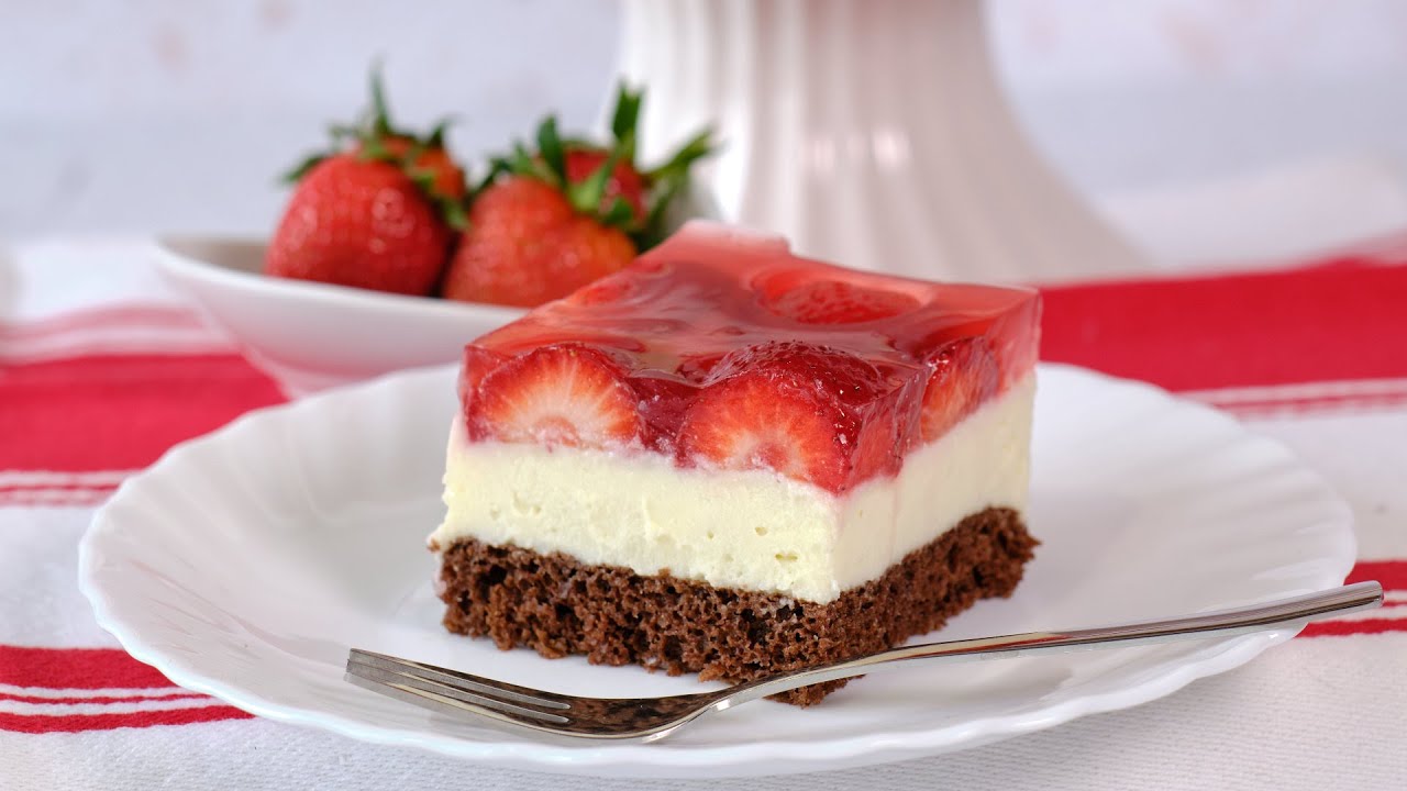 Кубики льда с клубникой. Освежающий торт с прекрасным вкусом. Моя дочь любит это!