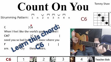 Count On You - Tommy Shaw  - Guitar Lesson, Chords and Lyrics with Performance Video @TeacherBob ​