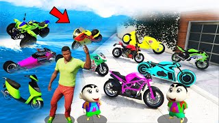 GTA 5 : Shinchan , Pinchan & Franklin Collecting Rare Bikes In Tsunami In GTA 5 ! (GTA 5 Mods)