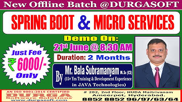 SPRING BOOT & MICRO SERVICES Offline Training @ DURGASOFT