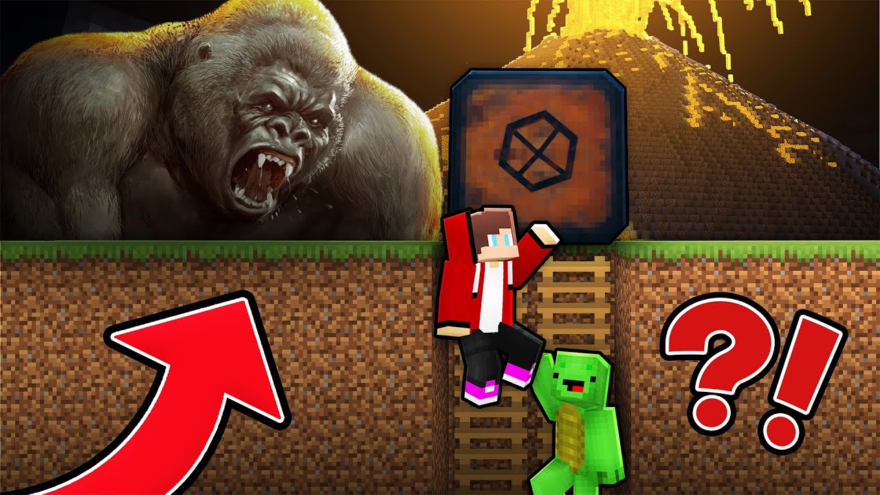 KING KONG vs Doomsday Bunker of JJ and Mikey in Minecraft Maizen!