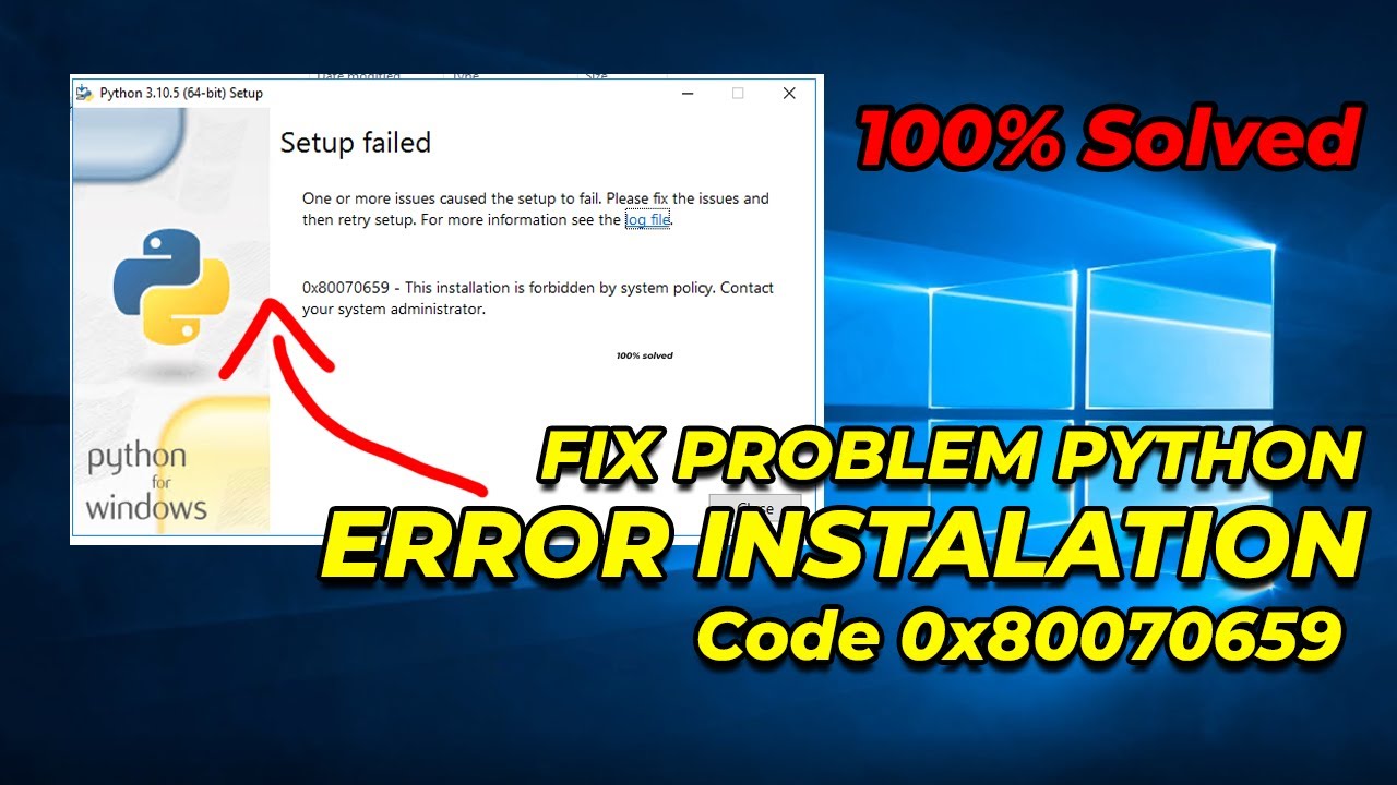Failed to install python. Failed to install python