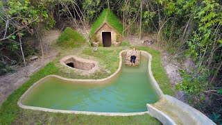 Full Video  Building Jungle Villa and Water well with Décor Private Swimming Pool