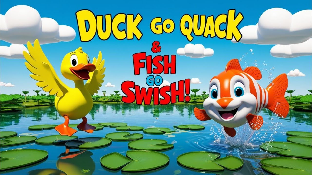 Duck Go Quack & Fish Go Swish | Fun 3D Animated Poem for Kids