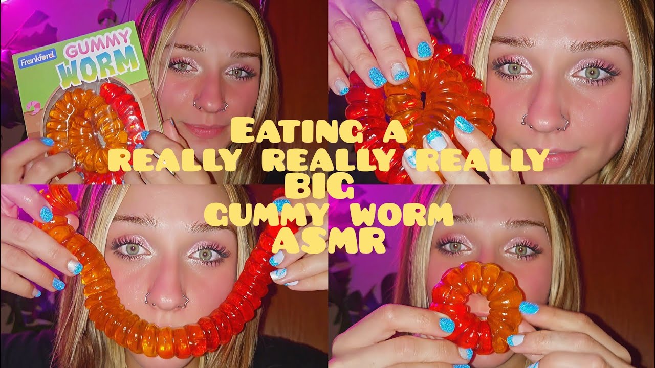 Eating a giant gummy worm ASMR 