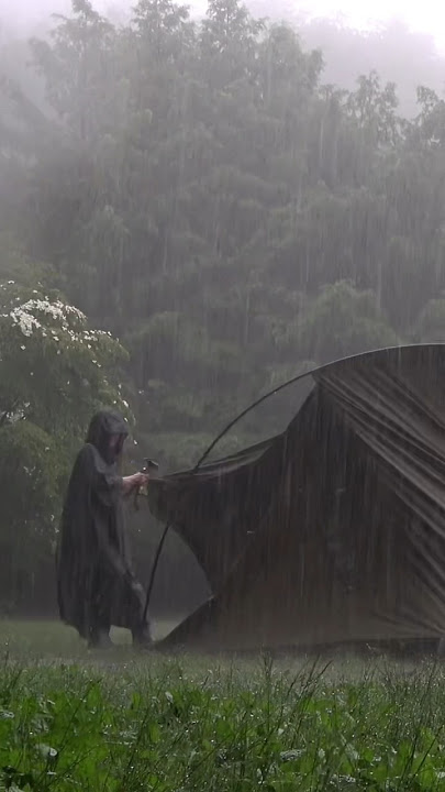 Solo Camping in the Dreadful Heavy Rain #camping #rainsounds #asmr#campinglife #campingcar