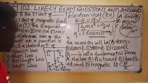 PHY 102 ( PHY 102 EXAM QUESTIONS EXPOSED) PLEASE SUBSCRIBE 