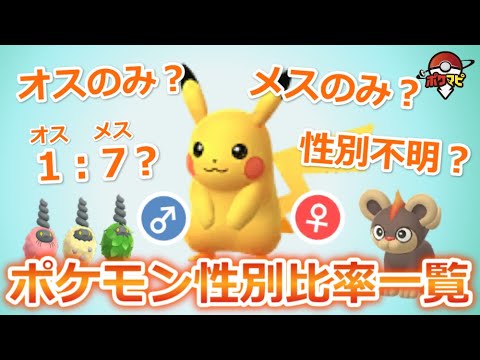 ポケモンgo メスとオスの比率って 性別によるレアなポケモンはある ポケモンに設定された性別比率とめ Youtube