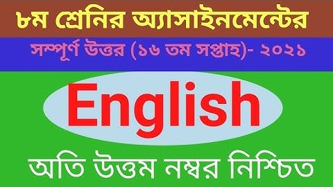 Class 8 English Assignment 16th Week || ৮ম শ্রেণির ইংরেজি এসাইনমেন্ট || Class 8 assignment 16th week
