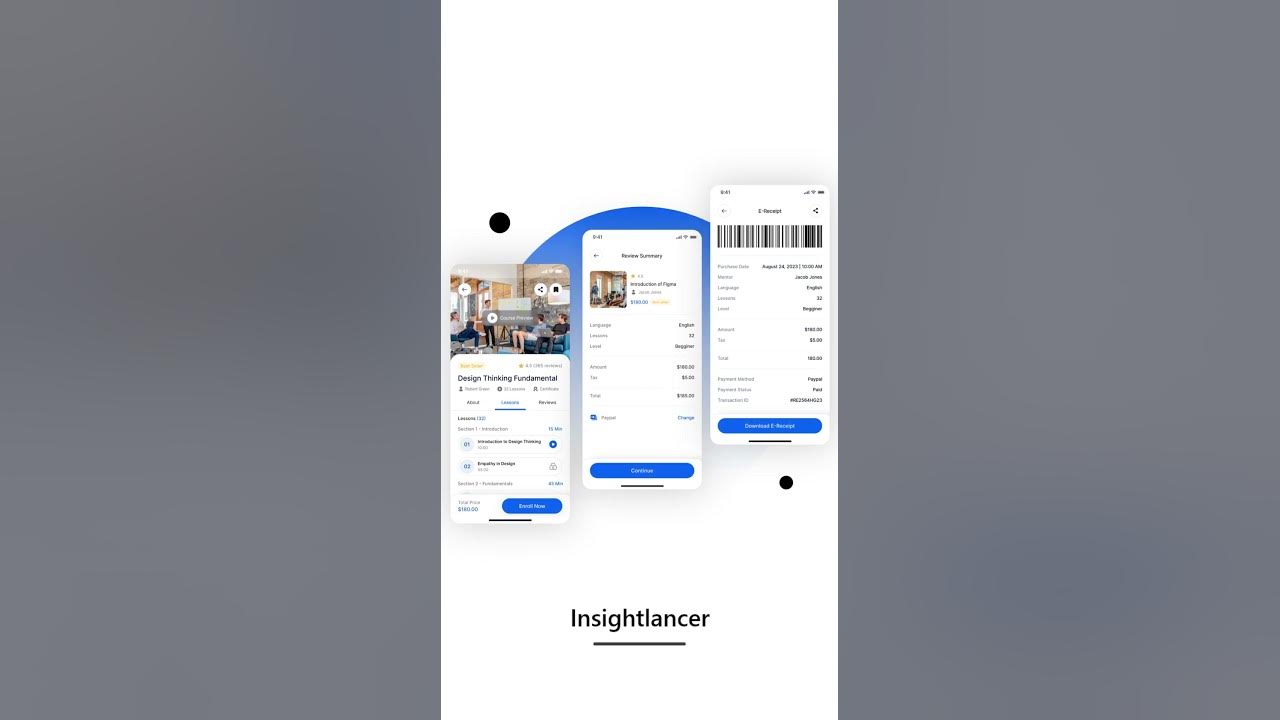 ELearning Mobile App UI Kit Online Learning App Platform Online