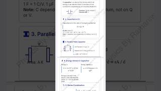Capacitor Formula Sheet #physics #12th #capacitor #neet #jee #iitjam #iitaspirants #csirnet #gate