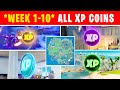 ALL XP COINS IN SEASON 4 (*NEW* Week 10 Xp Coins - Gold, Purple, Blue and Green)