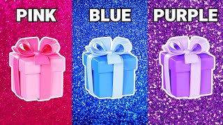 Choose your gift  || 3 gift box challenge || Pink Blue Purple #pickonekickone #giftboxchallenge