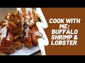 COOK WITH ME: FRIED BUFFALO SHRIMP AND LOBSTER TAILS | @Shai.b