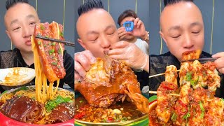 ASMR MUKBANG|BRAISED PORK SKIN ROLLS WITH CORN NOODLES |자이언트 돼지고기 너클|Mukbang|먹방