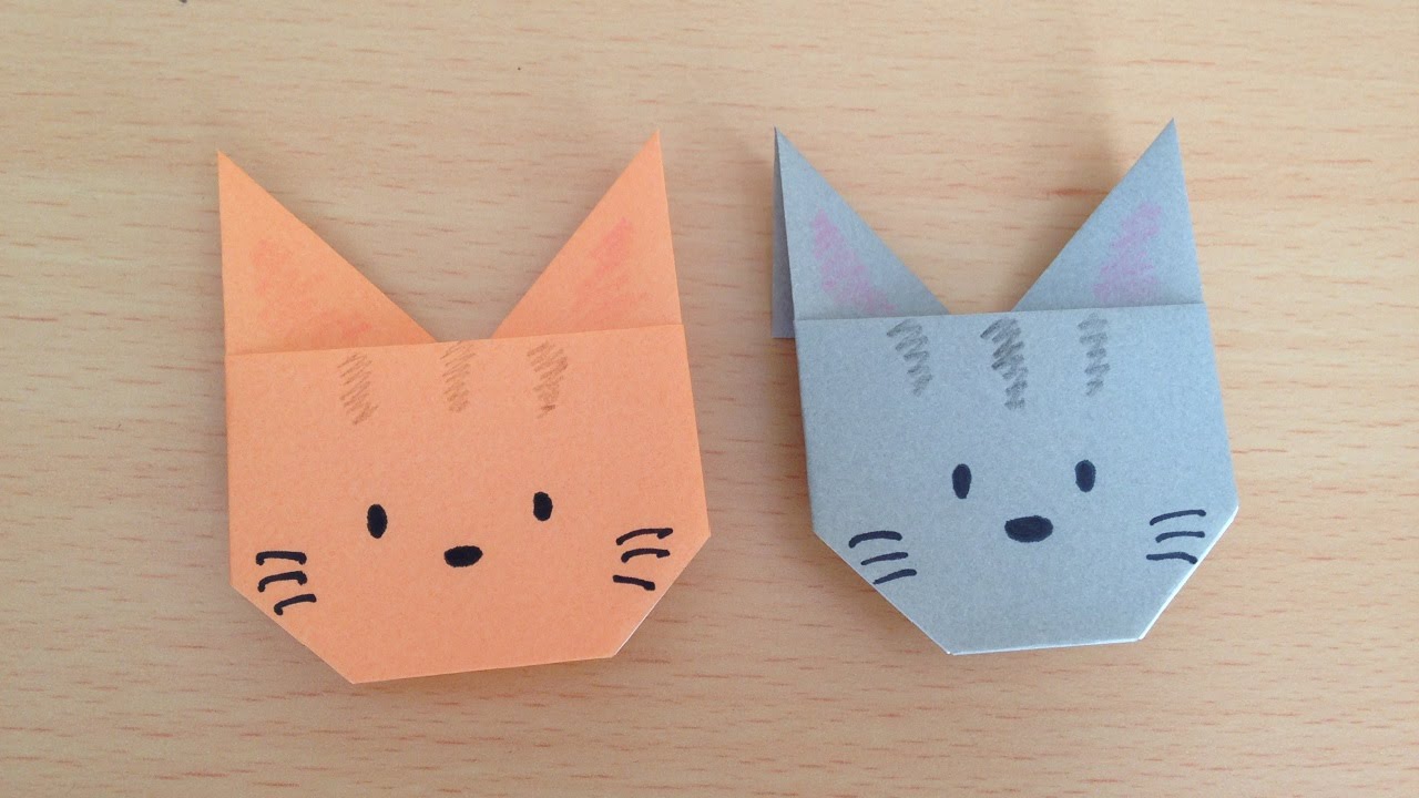 折り紙 猫 顔 簡単な折り方 Niceno1 Origami Cat Face Youtube