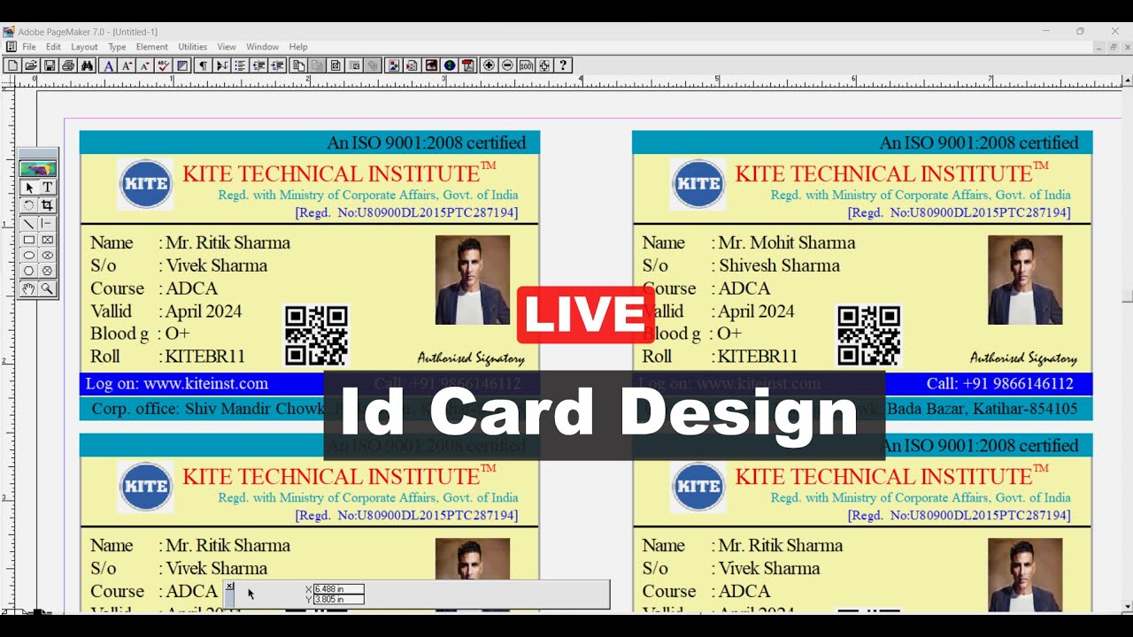 School id card design in pagemaker idcarddesign pagemaker 