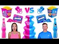 EATING ONLY ONE COLOR FOOD FOR 24 HOURS! Last To STOP Eating PINK VS BLUE Food | Cringe Fam