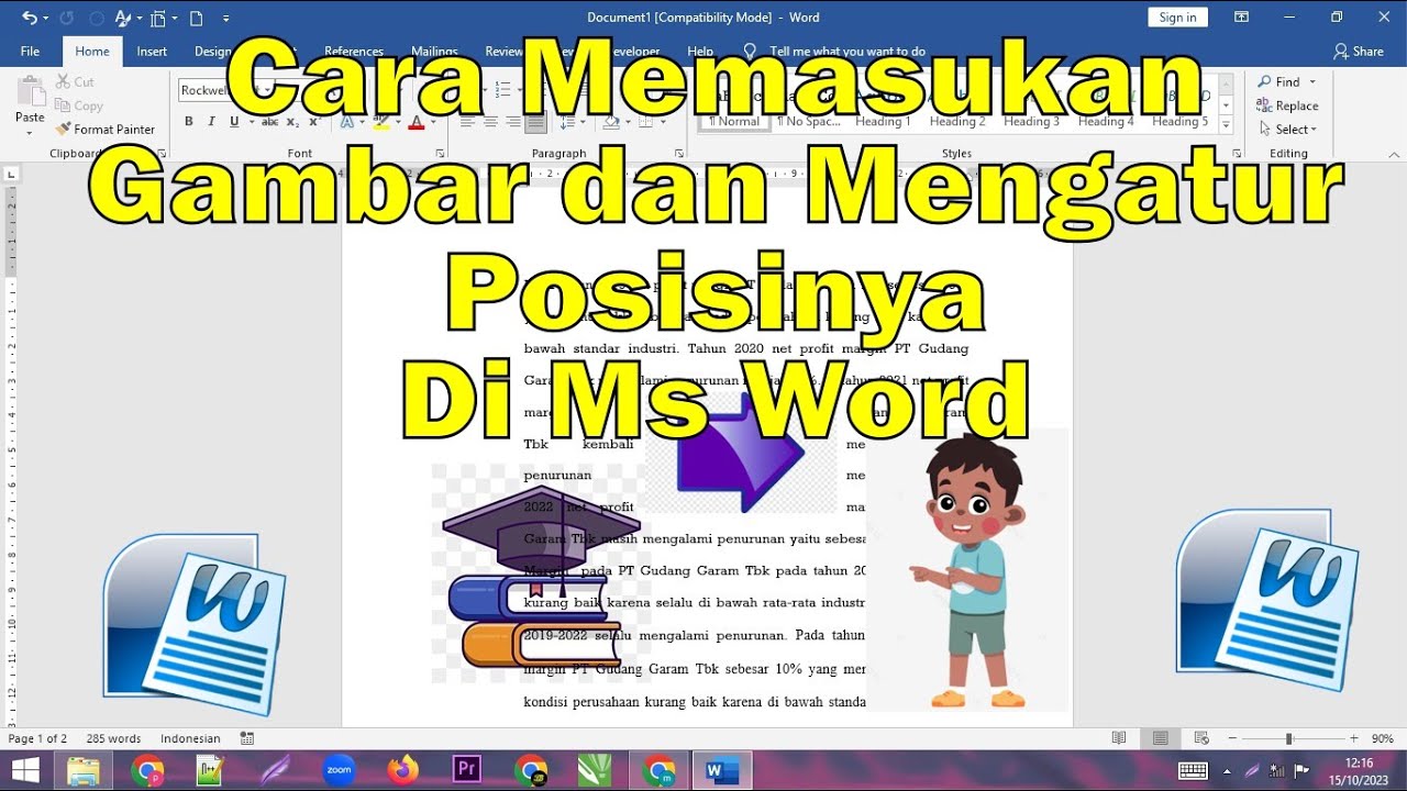 Cara Memasukan Gambar Dan Mengatur Posisinya di Ms Word - YouTube