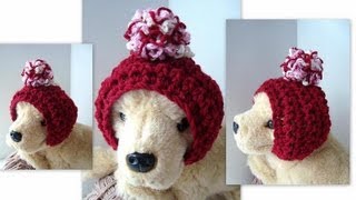 DOGGIE HAT, How to crochet a dog hoodie hat, headband, pull on hat