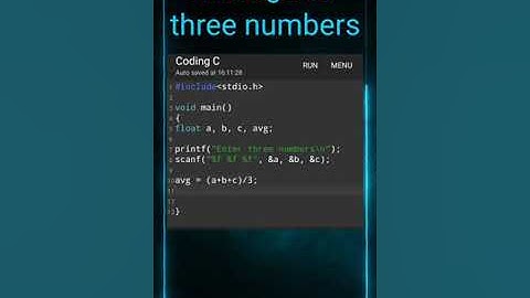 write a program to print average of three numbers #clanguage