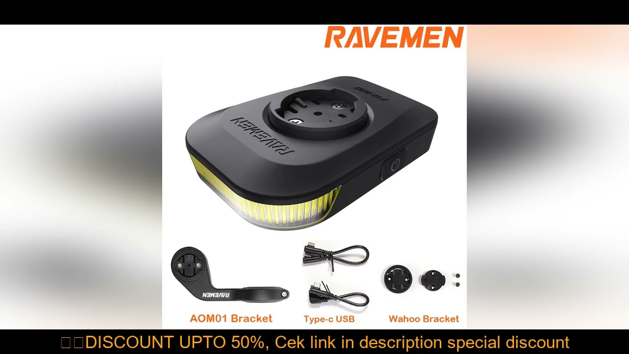RAVEMEN FR300 FR160 Bike Daytime Headlight AOM01 Mount Compatible with Garmin Wahoo GPS Bike Safety