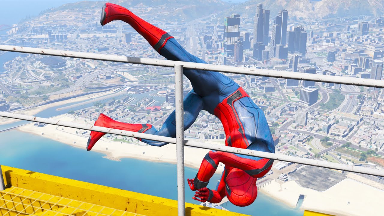 SPIDERMAN CRAZY JUMPS/FALLS #5 (GTA 5 Spider-Man Fails)