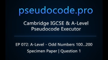 A-Level 9618 Exam: Odd Numbers in Range 100 to 200 - Specimen Paper | Question 1