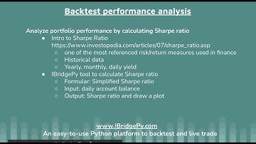Sharpe ratio backtest portfolio performance analysis TD IB Robinhood algorithmic trading python