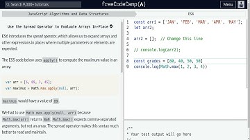 Lesson 8 | ES6 | Use the Spread Operator to Evaluate Arrays In-Place
