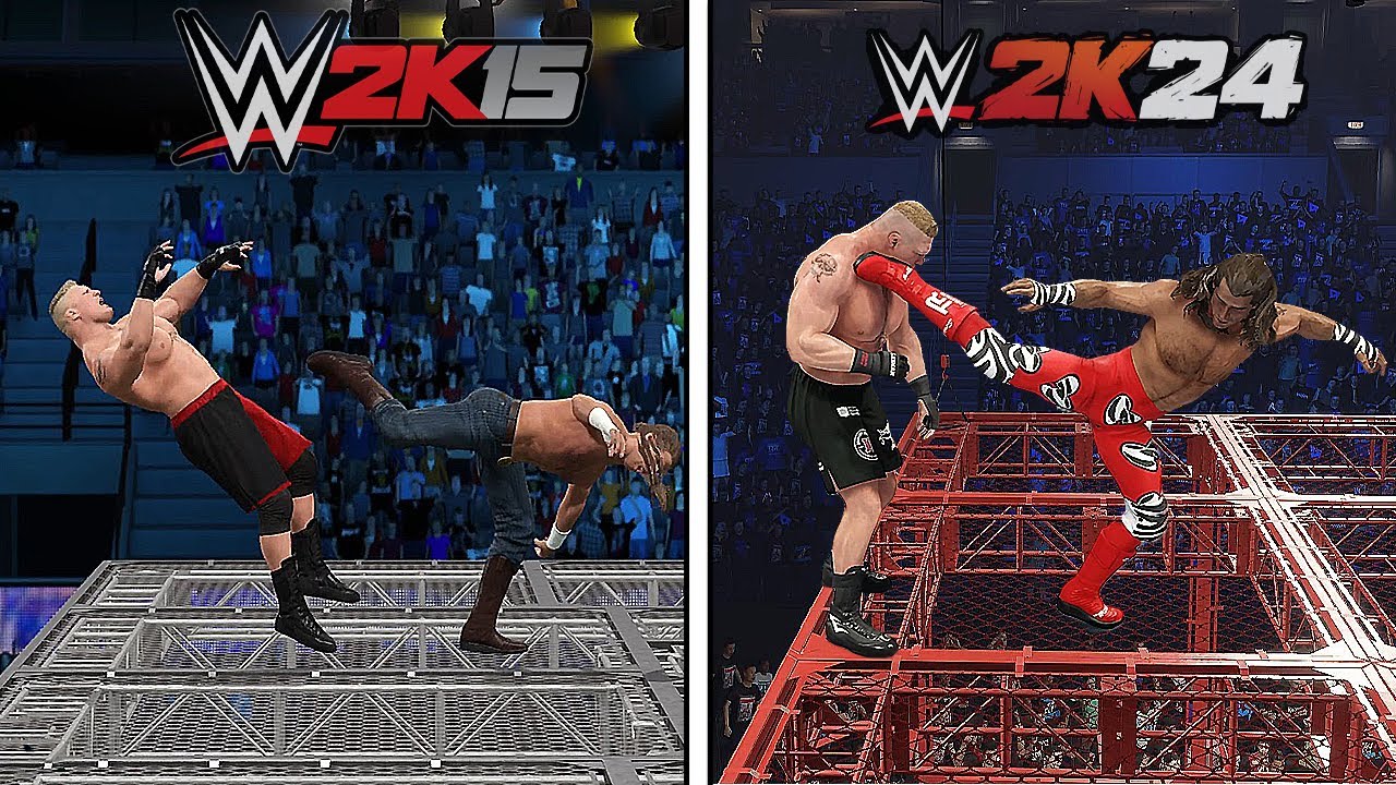 Лучшие экстремальные ФИНИШЕРЫ в WWE 2K15 против WWE 2K24!!!