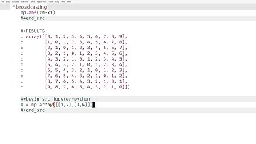tensor broadcasting with emacs and python