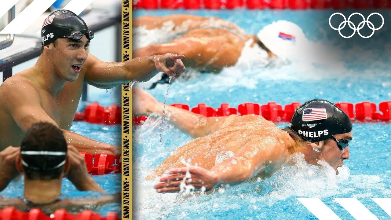 Closest swimming finish EVER! Ft. Michael Phelps ⏱️ - YouTube