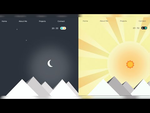 Cool Light-Dark Theme Switch Website Design. Sunrise and Night mode in website. (HTML CSS JS)