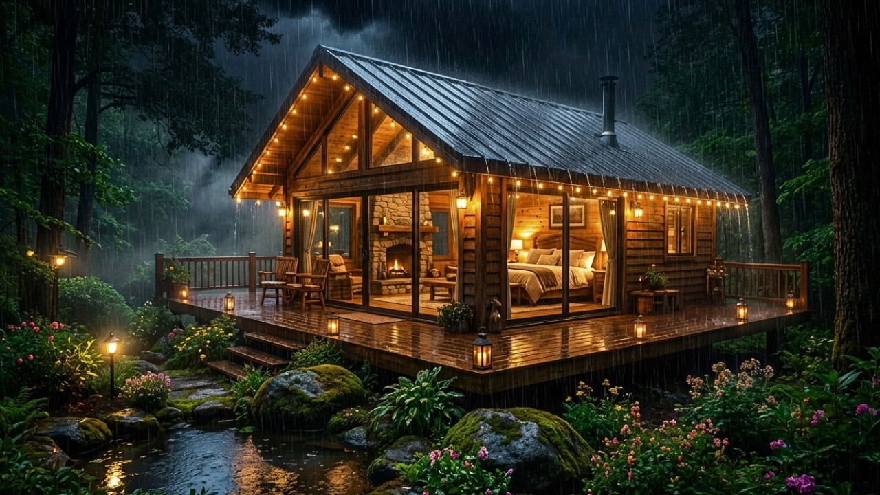 Gentle Rain Sounds in a Forest Cabin for Deep Sleep, Insomnia, Anxiety, Overthinking & Stress Relief