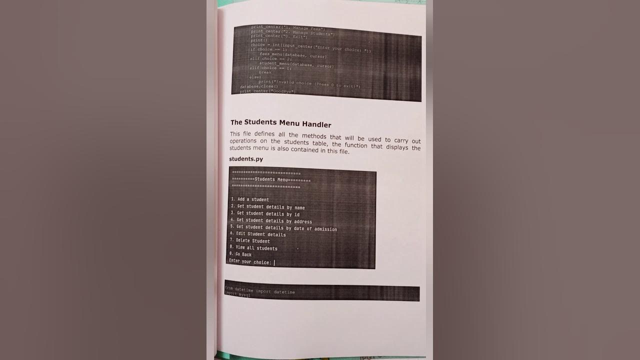 CLASS 12 COMPUTER SCIENCE (PYTHON) PROJECT ON STUDENT FEE MANAGEMENT ...