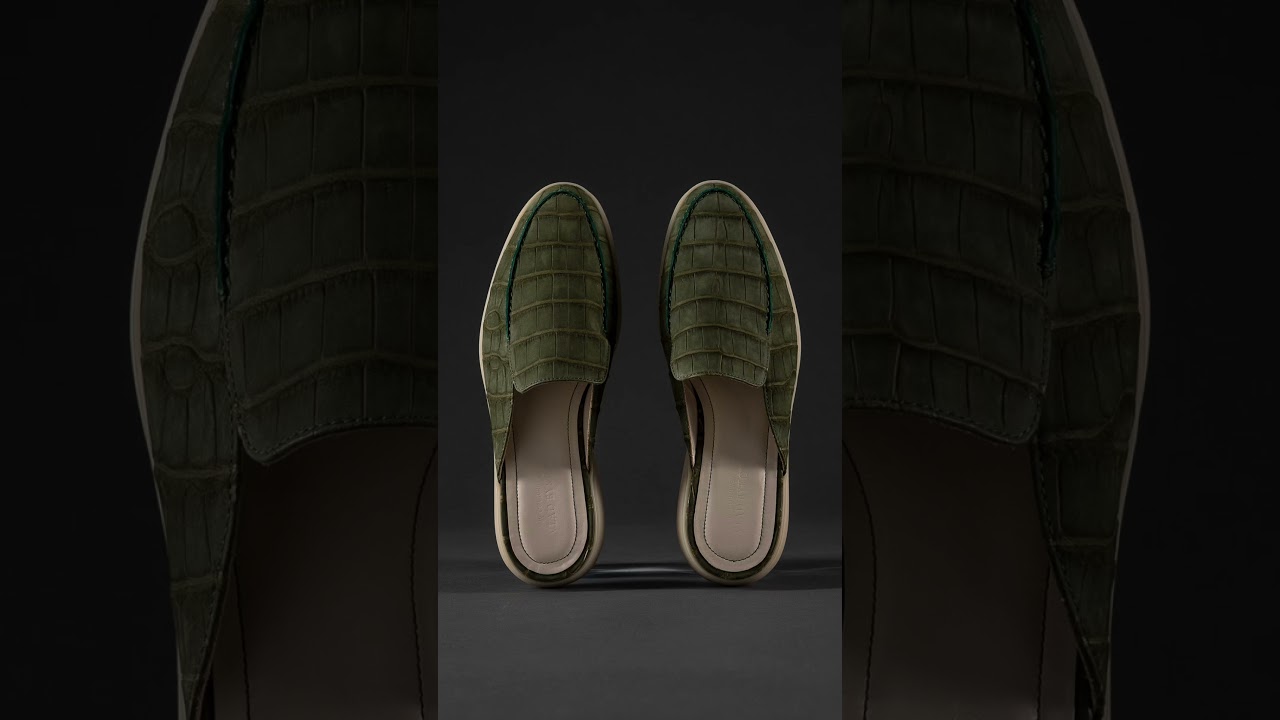 Khaki Nubuck crocodile Mules by Couturier House VLAD BYKOV