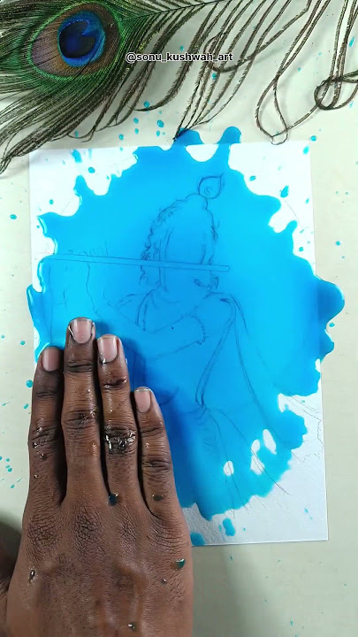 Shree Krishna painting 🎨✨😍(spill art)#art #krishna #artist