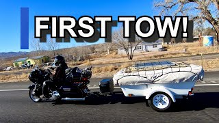 ON THE ROAD AGAIN!!  First Tow With Bunkhouse Motorcycle Camper (S3 EP2)