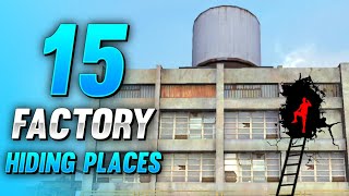 FREE FIRE FACTORY HIDDEN PLACES | TOP 15 HIDING PLACES IN FACTORY - RANK PUSHING TIPS AND TRICKS