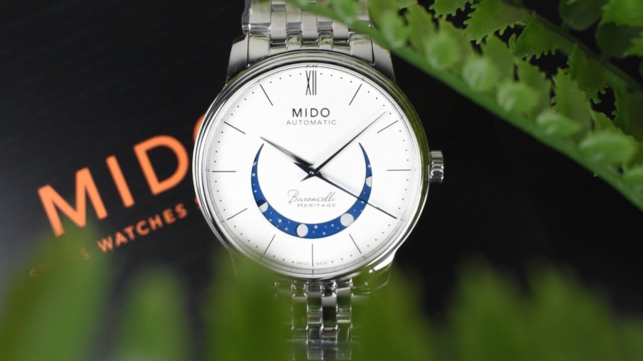 手表101: Mido 全新的Baroncelli Smiling Moon Gent White - YouTube