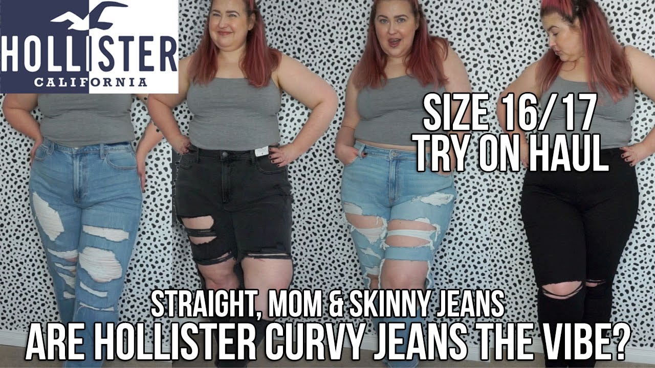 HOLLISTER CURVY JEAN TRY ON - SIZE 17, STRAIGHT, MOM & SKINNY JEANS -  YouTube