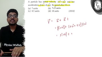 A particle has initial velocity \( (3 \hat{i}+4 \hat{j}) \) and has...