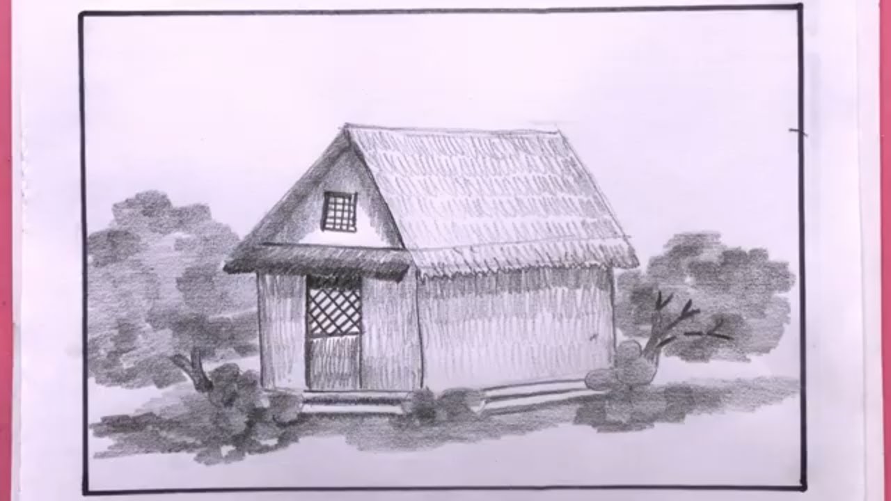 How To Draw A Beautiful Scenery Step By Step/Simple House Drawing - YouTube