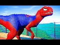 SPIDERMAN I-REX VS TYRANNOSAURUS &amp; Batman Vs Spiderman T-Rex Jurassic World Dinosaurs Fighting